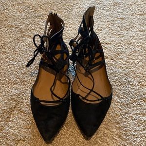 Aquazzura black suede flats